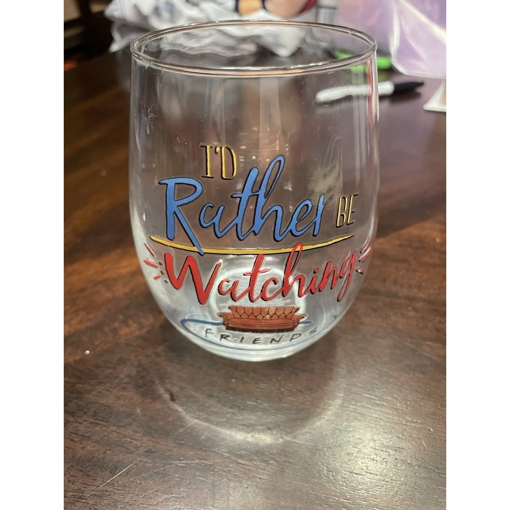 I'd Rather Be Watching Friends Stemless Wine Glass TV 20 Oz